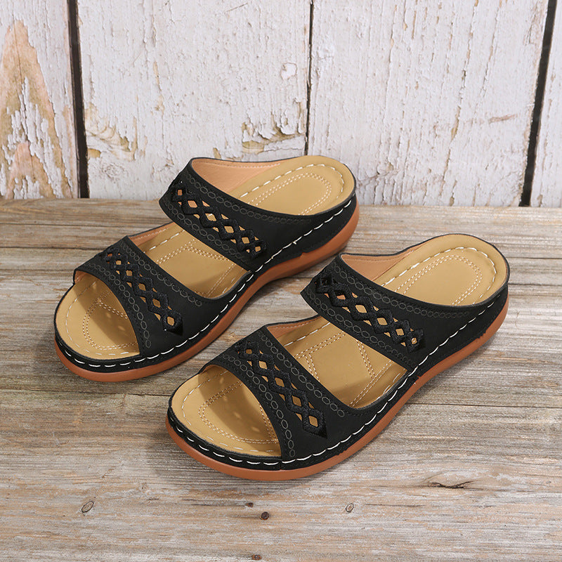 Damen bequeme Riemchen-Sandalen mit dekorativen Details EB