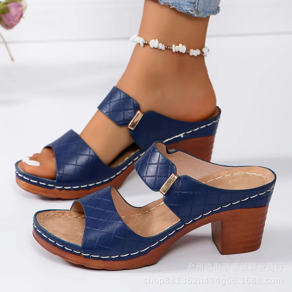 Damen bequeme Absatzsandalen mit atmungsaktiven Riemen und stabiler Laufsohle EB