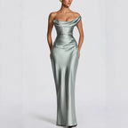Damen Elegantes Maxikleid mit asymmetrischem Schnitt und fließendem Rock EB