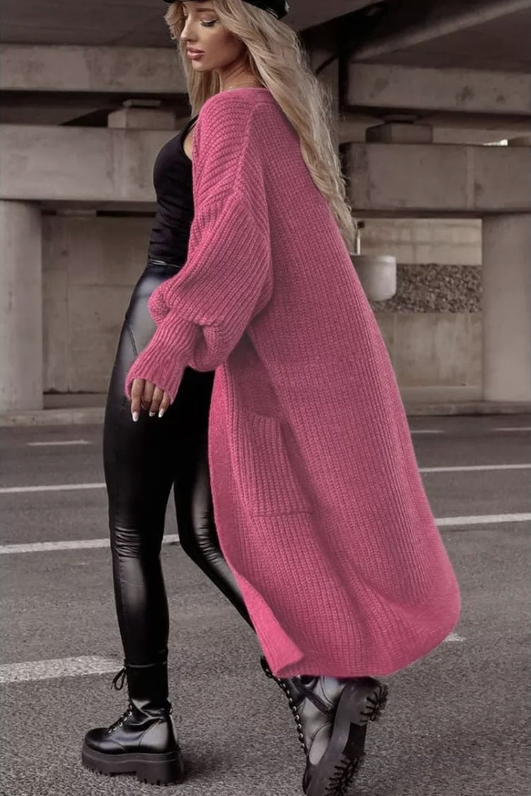 Damen Grobstrickmantel im lässigen Oversized-Stil mit tiefen Taschen EB