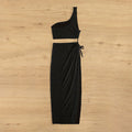 Damen Crop-Top und Wickelrock Set EB