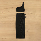 Damen Crop-Top und Wickelrock Set EB