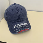Distressed Denim-Baseballkappe mit Grafik für Herren