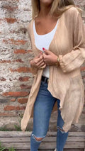 Damen Longcardigan aus leichtem, strukturiertem Material mit offenem Schnitt EB