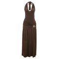 Damen Elegantes Maxikleid mit raffinierten Drapierungen und dekorativem Detail EB