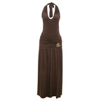 Damen Elegantes Maxikleid mit raffinierten Drapierungen und dekorativem Detail EB