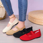 Damen Bequeme Strick-Ballerinas mit elastischem Riemen EB