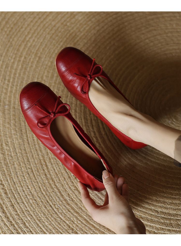 Damen Ballerinas mit verspieltem Schleifendetail und weichem Leder EB