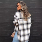Damen Kariertes Oversized-Hemd im lässigen Stil EB