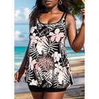 Damen trendy Strandtop mit floralem Print und Shorts EB