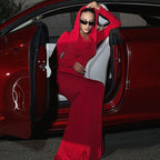 Damen elegantes Abendkleid mit Kapuze und figurbetonter Silhouette EB