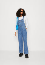 Damen Denim-Latzhose mit weitem Bein und verstellbaren Trägern EB