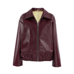 Damen Kunstlederjacke mit weitem Schnitt und feinem Kragen EB
