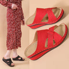 Damen Bequeme Wedge-Pantoletten mit atmungsaktivem Obermaterial und ergonomischer Sohle EB