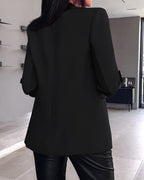Damen klassischer Blazer mit modischen Ärmeln und seitlichen Taschen EB