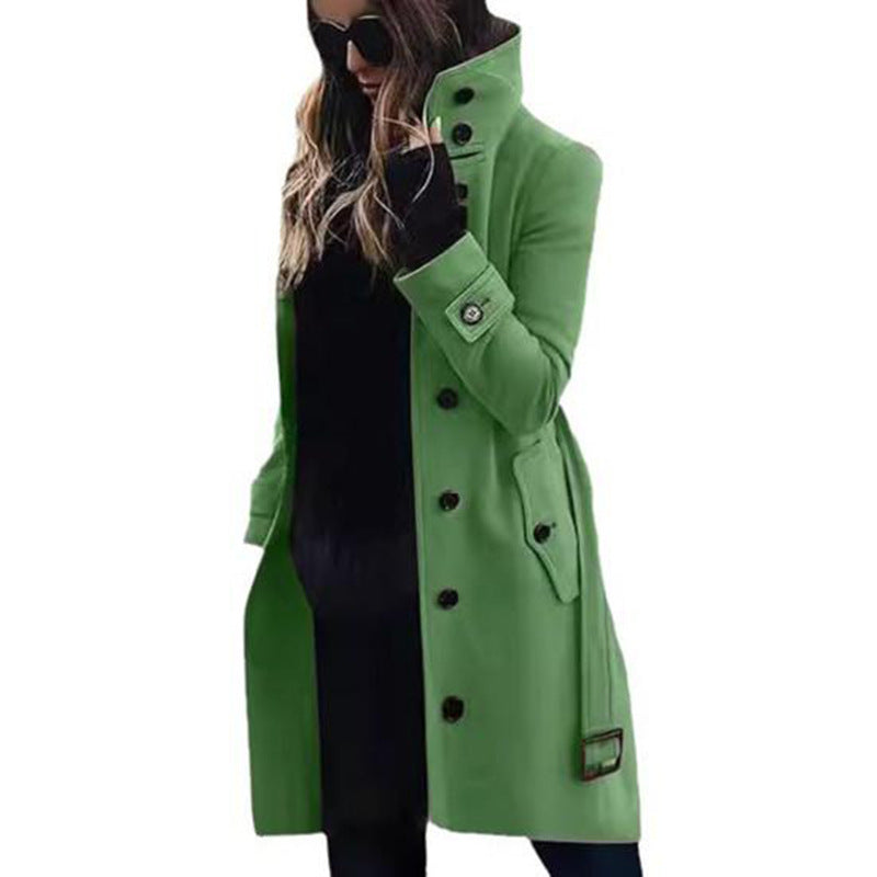 Damen Eleganter Hochkragen-Mantel mit praktischen Taschen EB
