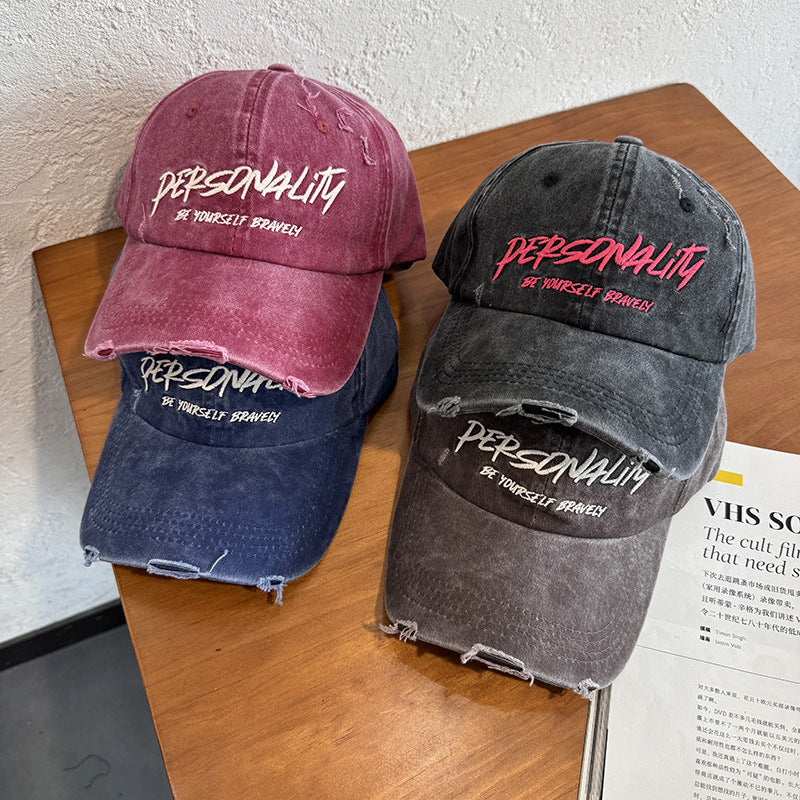 Verstellbare Baseballkappe aus Distressed-Denim