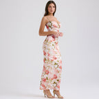 Damen Elegantes figurbetontes Maxikleid mit floralem Design EB