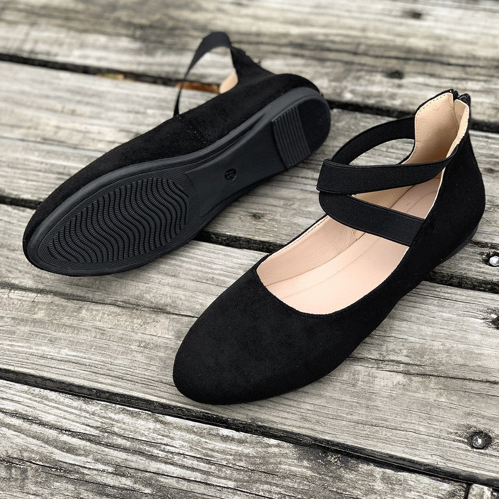 Damen Bequeme Ballerinas mit modischem Riemchen-Design EB