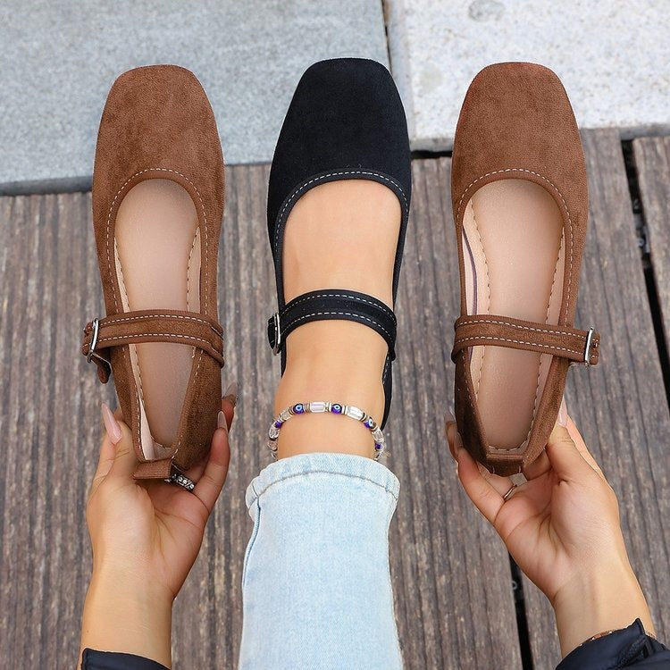 Damen Elegante Ballerinas mit verstellbarem Riemen EB