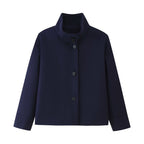Damen Klassische Kurzjacke mit hohem Kragen und eleganten Knöpfen EB