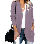 Damen legerer Strickmantel mit Taschen und offenen Front EB
