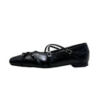 Damen elegante Ballerinas mit modischen Riemchen und exquisite Schnallenverzierung EB