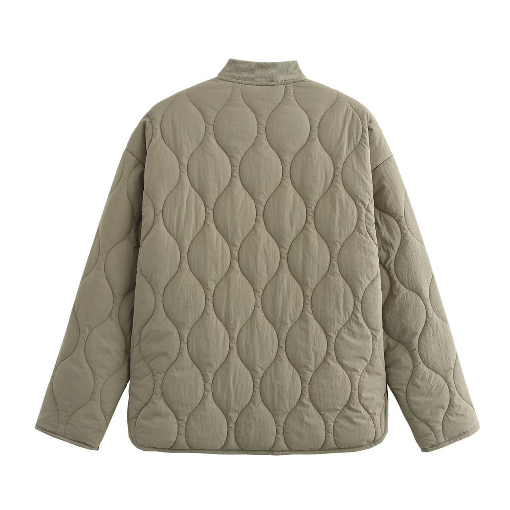 Damen gesteppte Übergangsjacke mit praktischen Taschen und elegantem Stehkragen EB