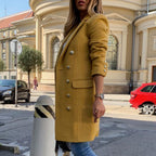 Damen eleganter Wollmantel mit schimmernden Knöpfen EB