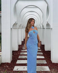 Damen Elegantes Maxikleid mit floralem Häkel-Design EB