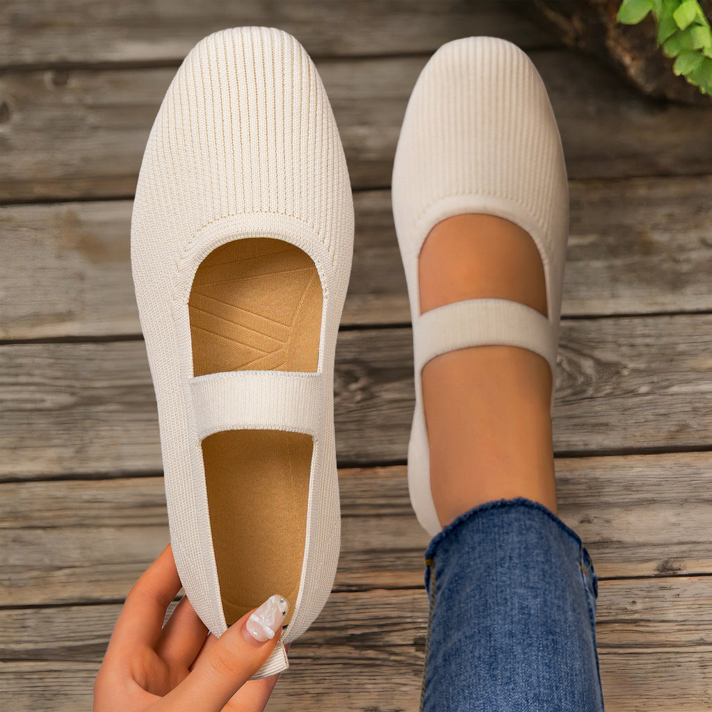 Damen Bequeme Ballerinas mit elastischem Riemen und atmungsaktivem Obermaterial EB
