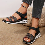 Damen bequeme Sandalen mit glitzernden Akzenten EB