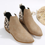 Damen elegante Ankle Boots mit modischem Leopardenmuster EB