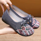 Damen Bequeme Ballerinas mit floralem Design und elastischem Einstieg EB