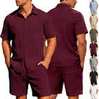 Kurzarm-Hemd und Bermudashorts Set mit Webstruktur