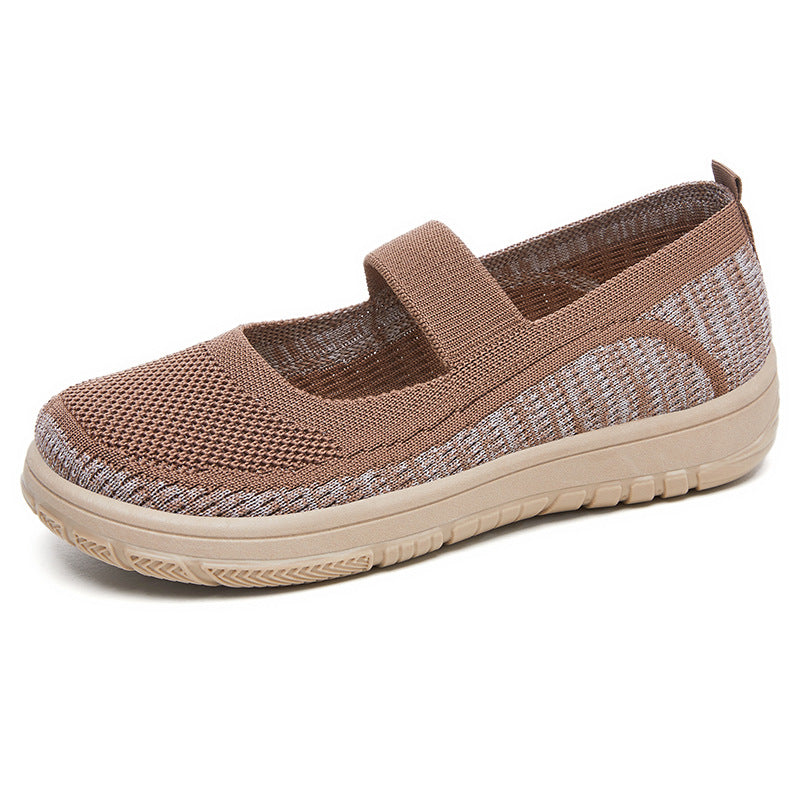 Damen Bequeme Ballerinas aus atmungsaktivem Netzmaterial mit elastischem Riemen EB