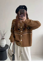 Damen Grobstrick-Cardigan mit dekorativem Zopfmuster und Knopfdetails EB