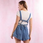 Damen Denim-Latzoverall mit verstellbaren Trägern und Taillenzug EB