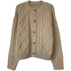 Damen Grobstrick-Cardigan mit Knopfdetails und Zopfmuster EB