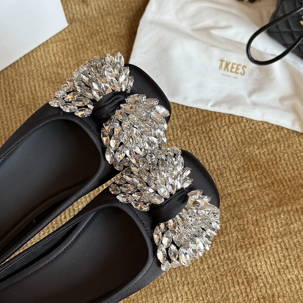 Damen Bequeme Ballerinas mit funkelndem Strassbesatz EB