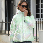 Damen Hochglänzende Steppjacke EB