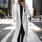 Damen klassischer Oversized-Mantel mit doppeltem Knopfverschluss und breitem Revers EB