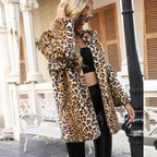 Damen Elegante Fleecejacke im Leopardenmotiv EB