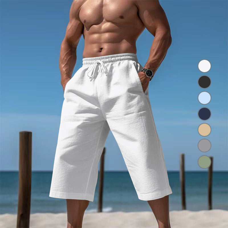 Herren nan lässige knielange Bermuda-Shorts mit elastischem Bund und Tunnelzug EB