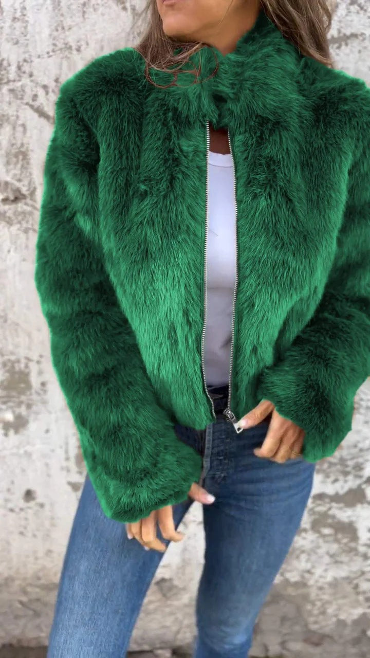 Damen Kunstpelz-Bomberjacke EB