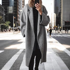 Damen Oversized Wollmantel mit doppelt-knöpfigem Design und lässigem Schnitt EB