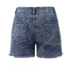 Damen Hochtaillierte Jeans-Shorts mit fransigem Saum EB