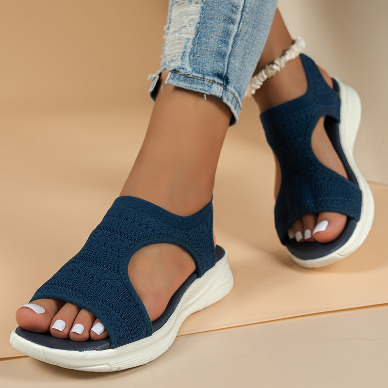 Damen Atmungsaktive Sandalen mit flexiblem Fußbett und modischen Cut-Outs EB