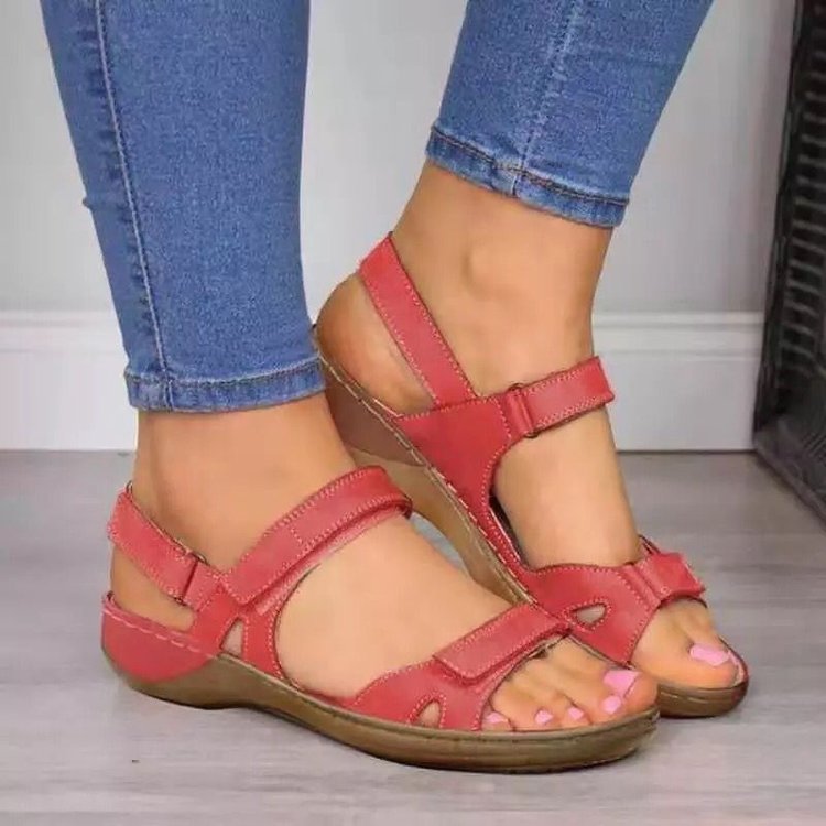 Damen bequeme Sandalen mit verstellbaren Riemen und anatomischem Fußbett EB