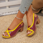 Damen Slingback-Pumps mit modernem Glanz und hohem Blockabsatz EB